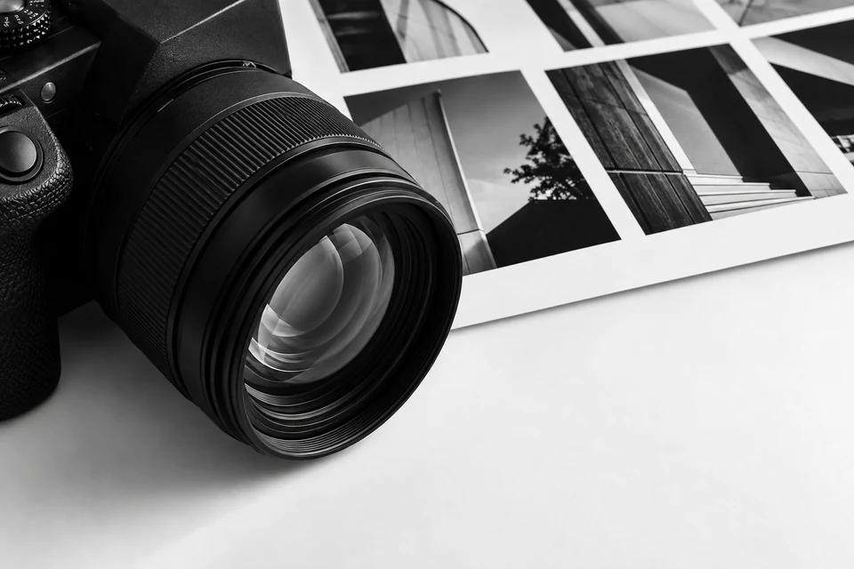 Objetivo fotográfico y composición de imágenes en blanco y negro